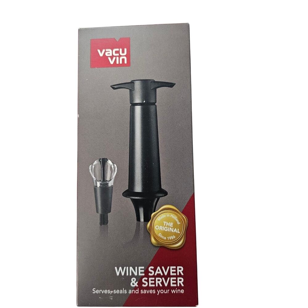 Vacu Vin Wine Saver & Server 1 Server-Stopper Black: NWT